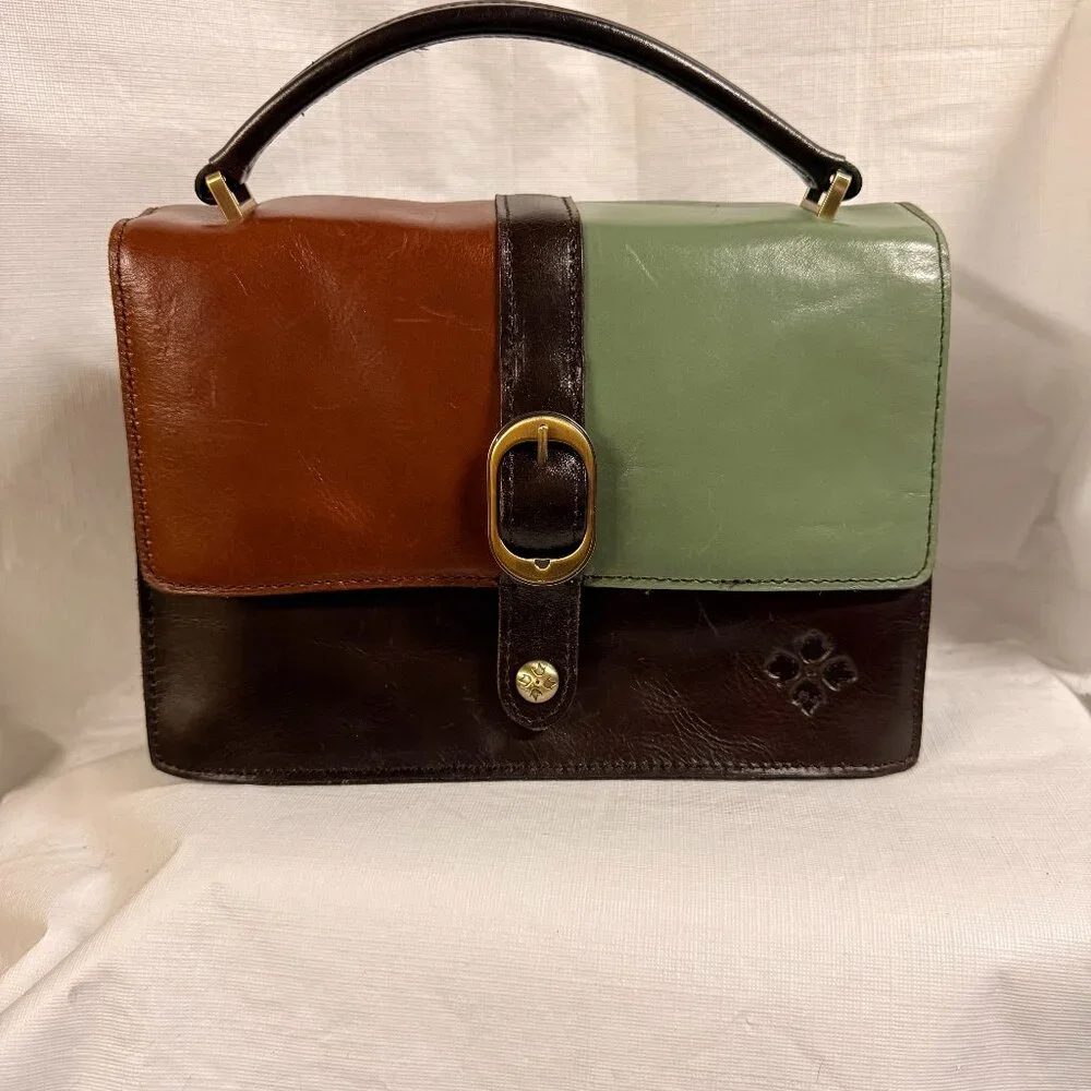 Patricia Nash Amara Top Handle Leather Crossbody Colorblock - Picture 1 of 11